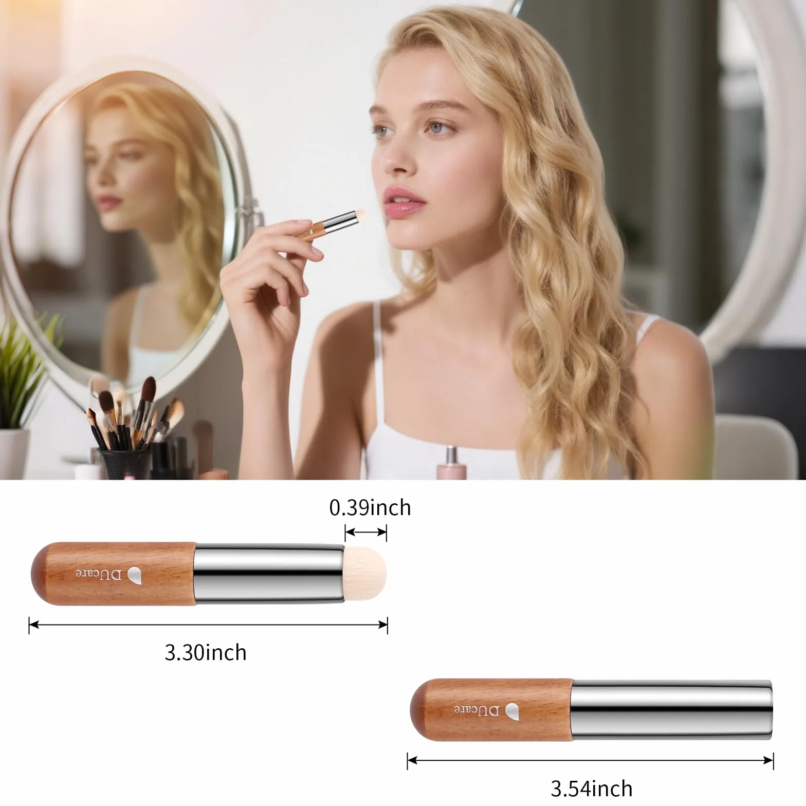Pinceau Correcteur Multifonctionnel Anticernes Poils Fibres Rouge à Lèvres Gloss avec Capuchon