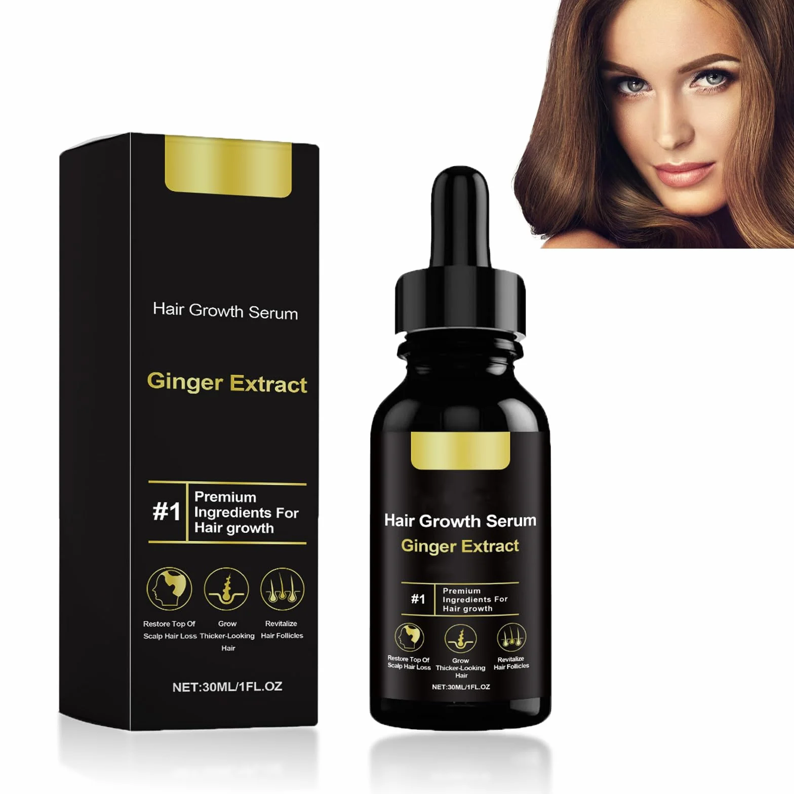Huile Pousse Cheveux Anti-Chute Sérum Naturel Huile De Ricin Gingembre Booster Croissance Cheveux 30ml