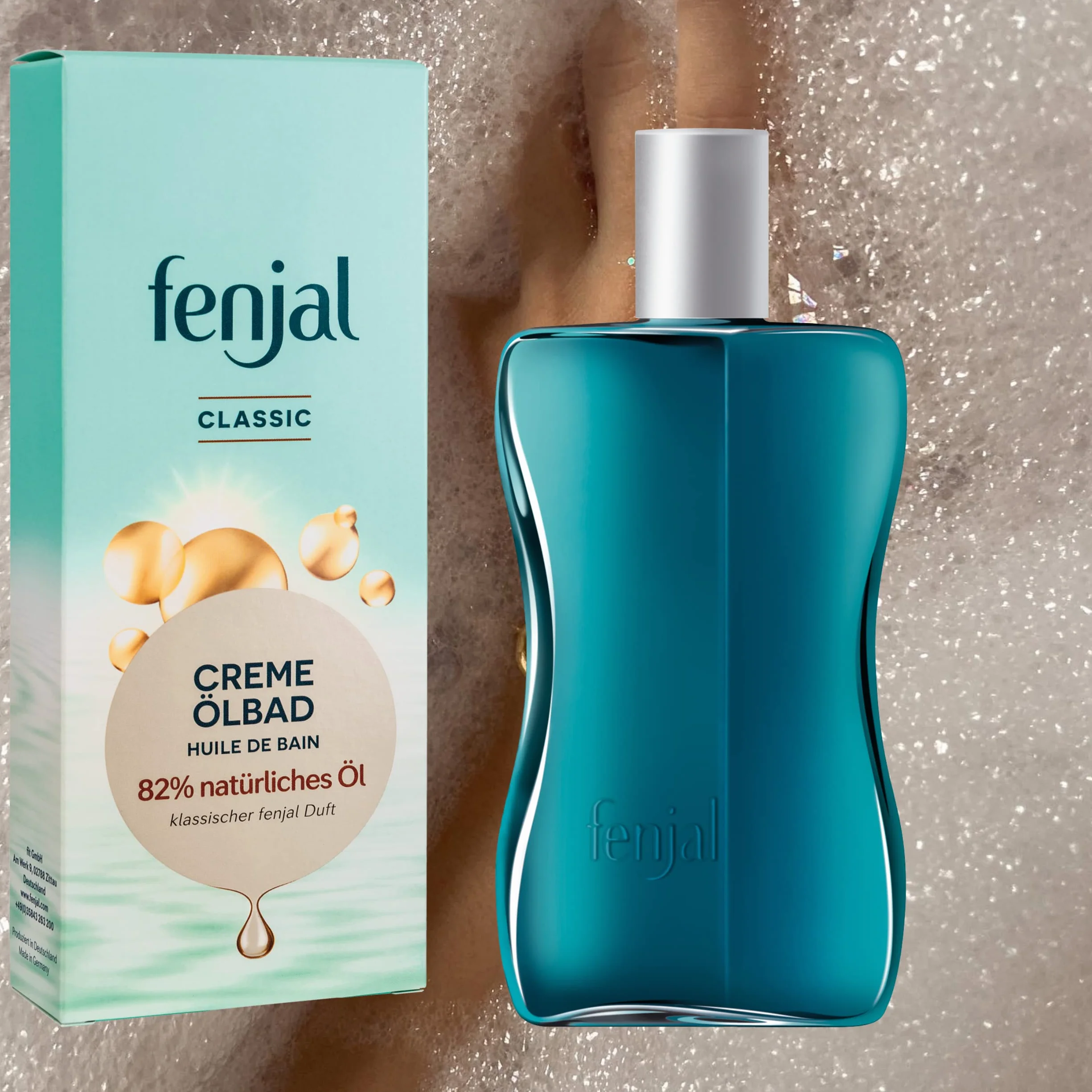 Fenjal Crème Bain d'Huile 200 ml Bain de Soin Végétalien 82 % Huile Naturelle Peaux Normales à Très Sèches Classic