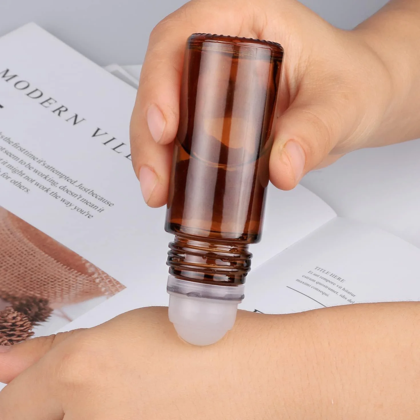 Flacons roulants en verre marron 30 ml lot de 2 pour huiles essentielles et parfums